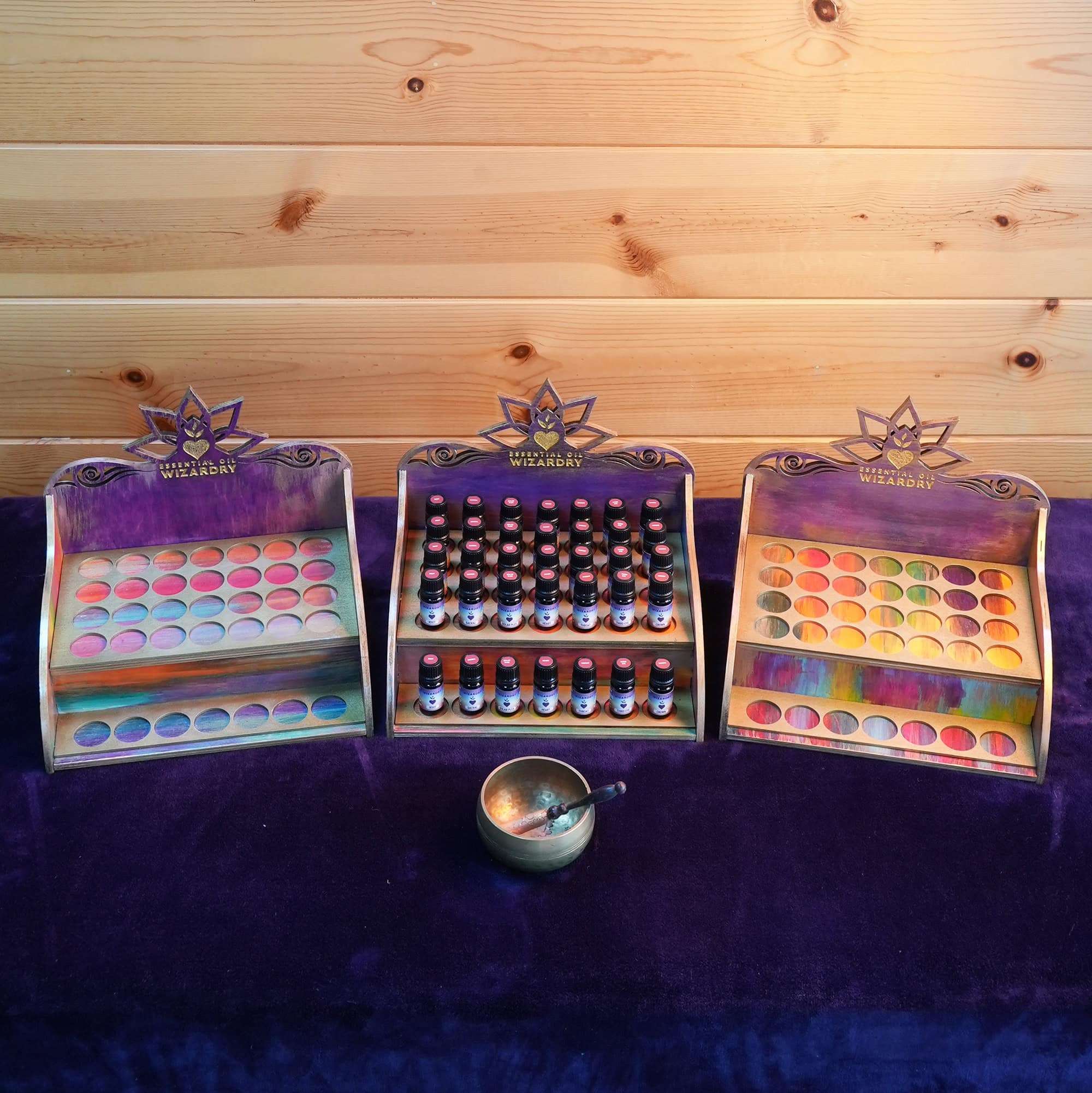 three display cases