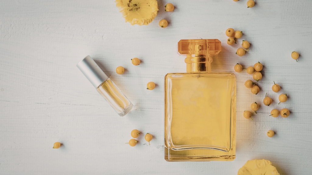 Natural Perfume Bottles With Fresh Botanical Ingredients