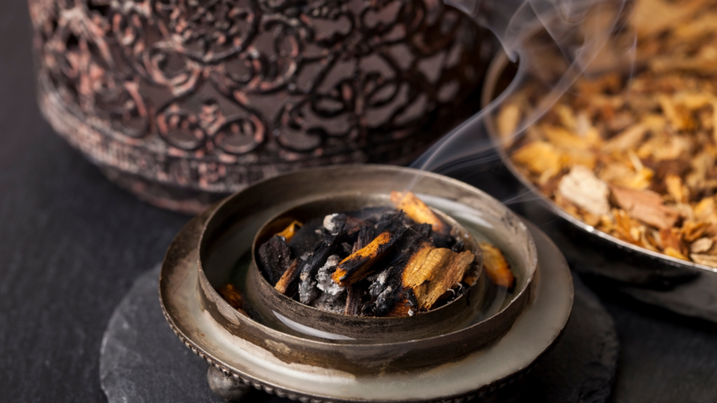 Burning Oud Wood For Meditation Ritual