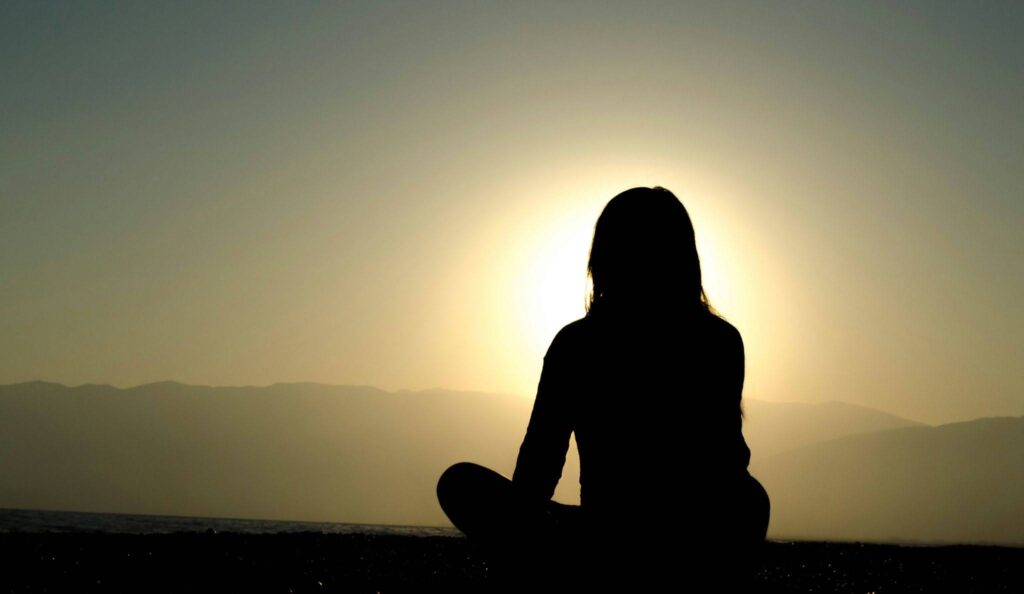 Calm Person Watching Sunset