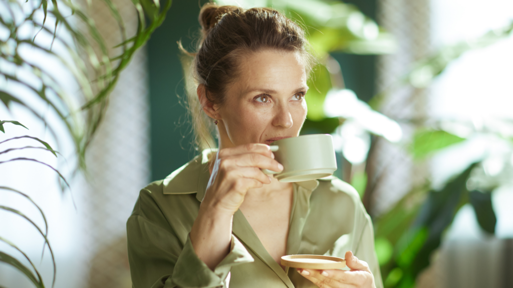 Woman Drinking Relaxing Herbal Tea