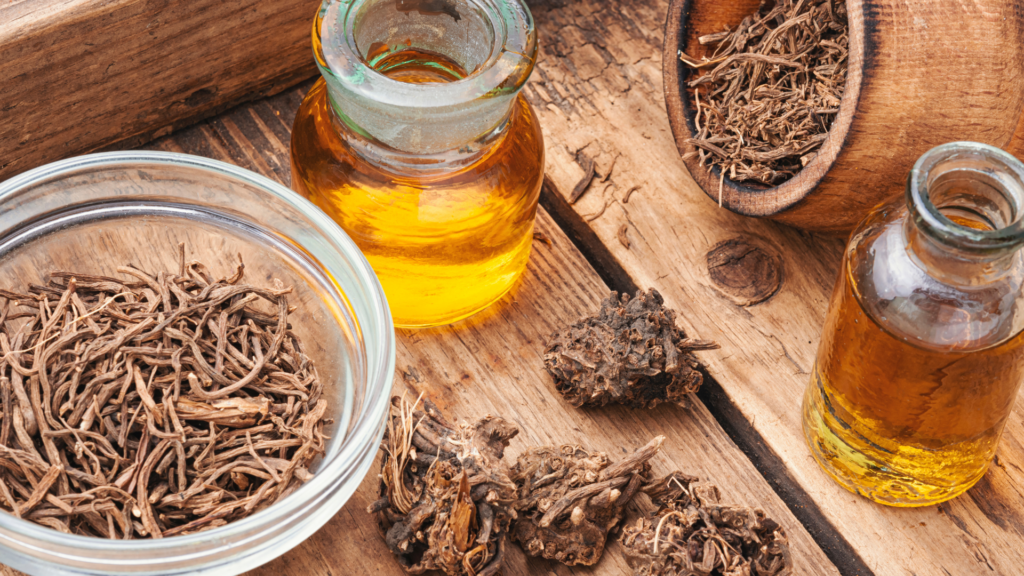 Herbal Root Extract Bottles On Table